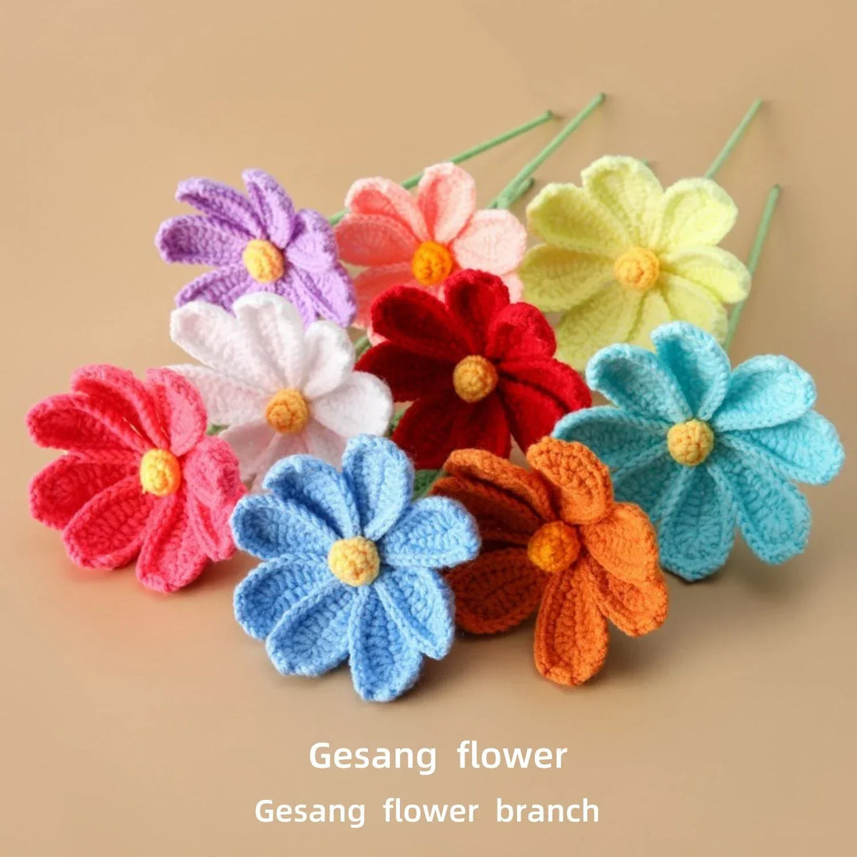 Finished Knitted Flower Creative Crochet Galsang Flowers Bouquet Cute Woven Flower Friends Mothers Day Gift Home Decor