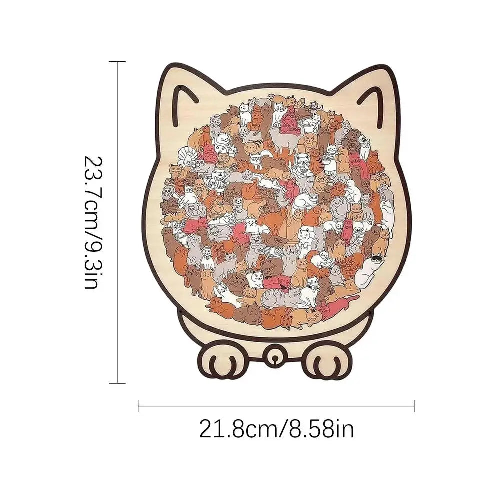 Wooden Cat Puzzle Cat-Shaped Wooden Jigsaw Puzzle Irregular Puzzle Pieces Game Birthday Xmas Gifts for Cat Lovers Home Decor