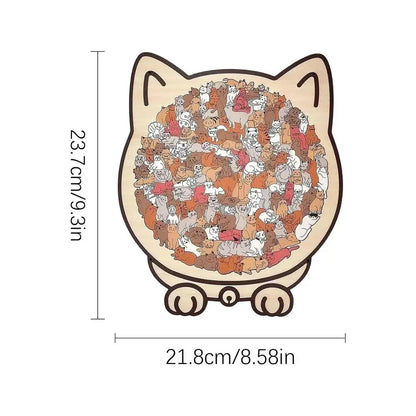 Wooden Cat Puzzle Cat-Shaped Wooden Jigsaw Puzzle Irregular Puzzle Pieces Game Birthday Xmas Gifts for Cat Lovers Home Decor