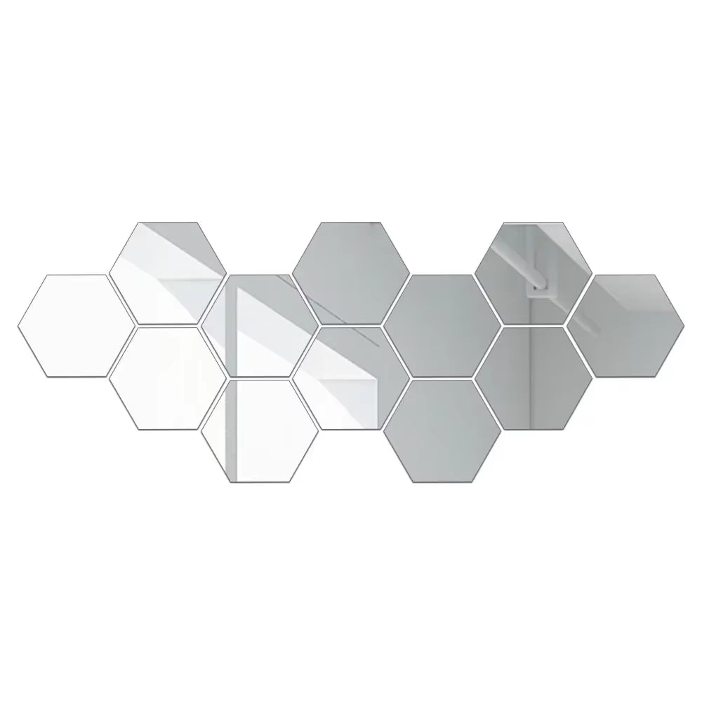 12Pcs Hexagonal Acrylic Mirror Wall Sticker