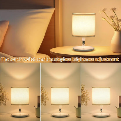 2Pcs Table Lamps Bedroom USB C+A Ports, Remote and App, Stepless Dimming and 3 Modes Dimmable Touch Nightstand Bedside USB-C Ports Small Table Lamp Fully Control Light - White