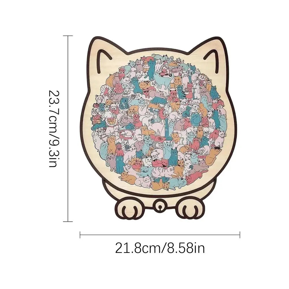 Wooden Cat Puzzle Cat-Shaped Wooden Jigsaw Puzzle Irregular Puzzle Pieces Game Birthday Xmas Gifts for Cat Lovers Home Decor