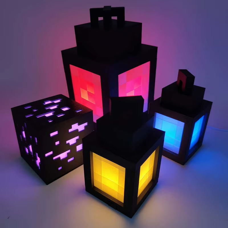 Luminous Lantern Nightlight Rechargeable Game Pixel Light Surrounding Children'S Bedroom Atmosphere Light Home Decor Ornament