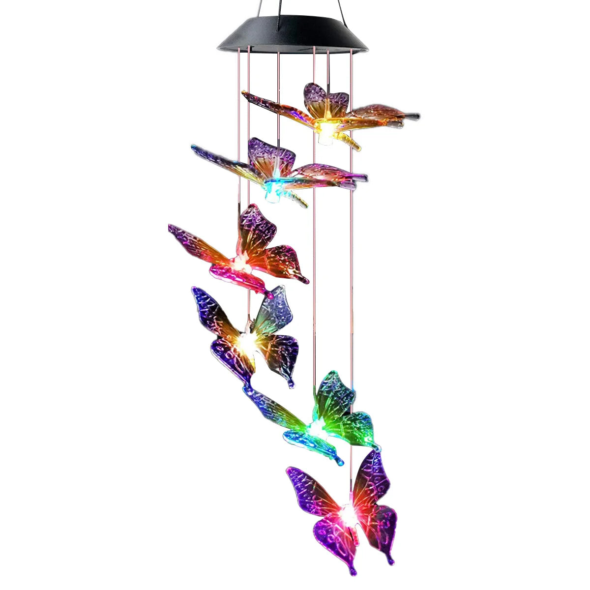 LED Solar Wind Chime Light Garden Butterfly