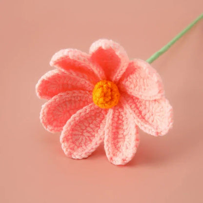 Finished Knitted Flower Creative Crochet Galsang Flowers Bouquet Cute Woven Flower Friends Mothers Day Gift Home Decor