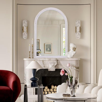36X24 Inch Arched Mirror for Wall Decor, Wooden Arched Bathroom Mirrors