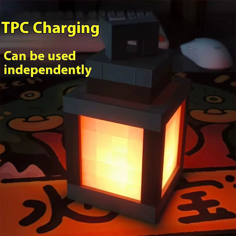 Luminous Lantern Nightlight Rechargeable Game Pixel Light Surrounding Children'S Bedroom Atmosphere Light Home Decor Ornament