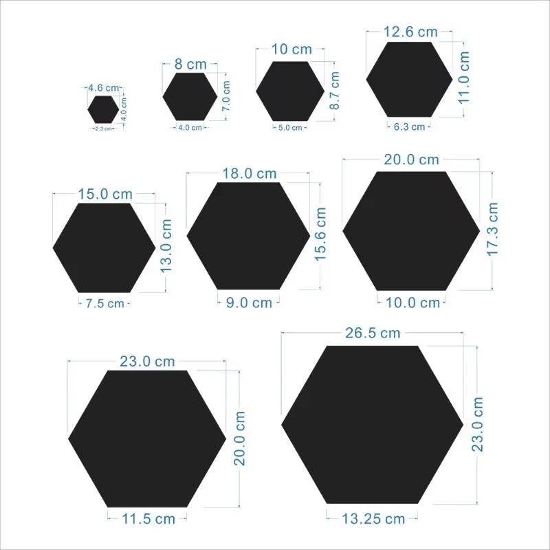 12Pcs Hexagonal Acrylic Mirror Wall Sticker