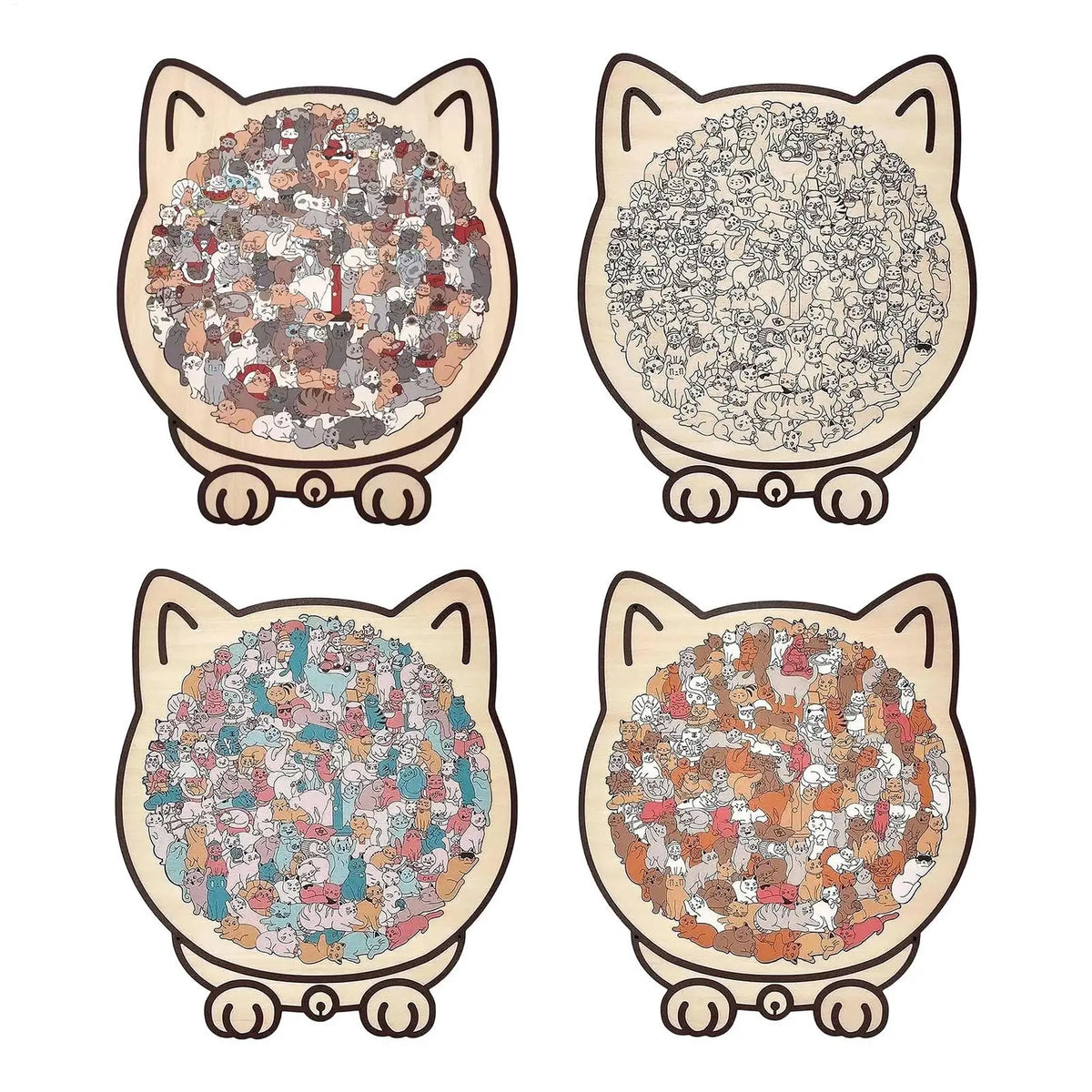 Wooden Cat Puzzle Cat-Shaped Wooden Jigsaw Puzzle Irregular Puzzle Pieces Game Birthday Xmas Gifts for Cat Lovers Home Decor