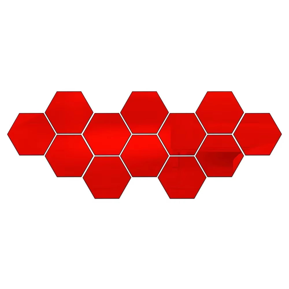 12Pcs Hexagonal Acrylic Mirror Wall Sticker