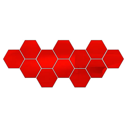 12Pcs Hexagonal Acrylic Mirror Wall Sticker