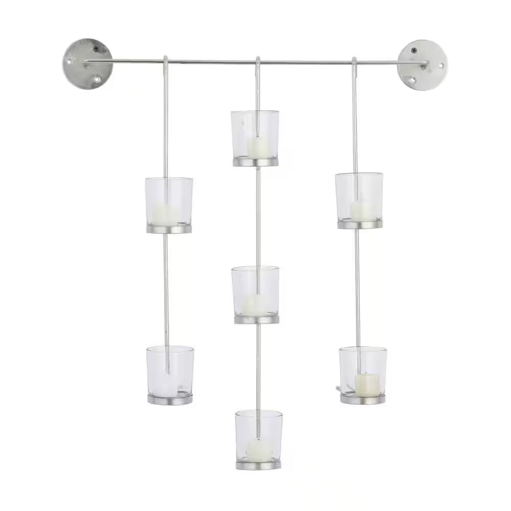Silver Metal 7 Candle Wall Sconce