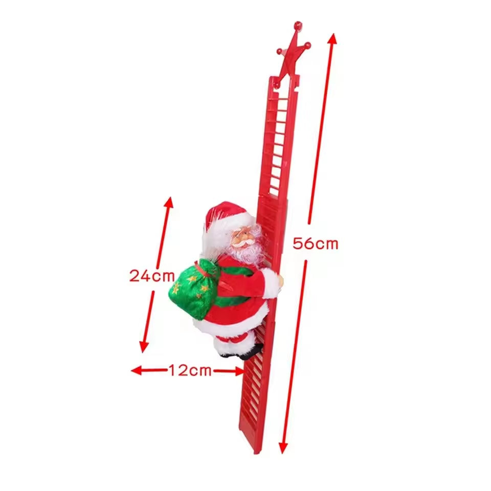 Electric Climbing Ladder Santa Claus with Music & LED Light, Xmas Tree Decorations Hanging Christmas Ornaments Home Decor