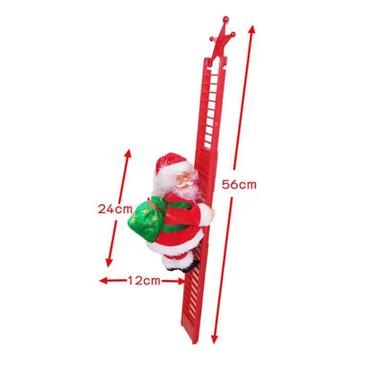 Electric Climbing Ladder Santa Claus with Music & LED Light, Xmas Tree Decorations Hanging Christmas Ornaments Home Decor