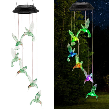 LED Solar Wind Chime Light Garden Butterfly