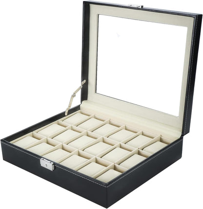 18 Slots Watch Boxes,Watch Display Case for Men Women