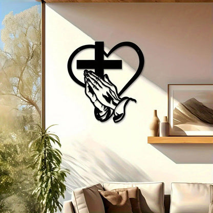 Wall Sculpture Decor Spiritual Inspiring Ornament Metal Christian Heart Wall Art