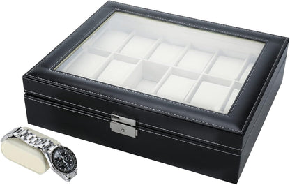 18 Slots Watch Boxes,Watch Display Case for Men Women