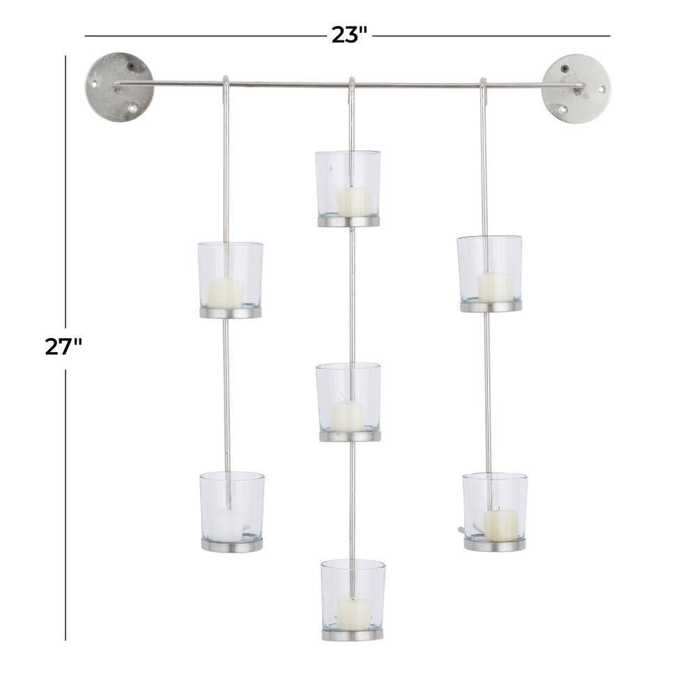 Silver Metal 7 Candle Wall Sconce