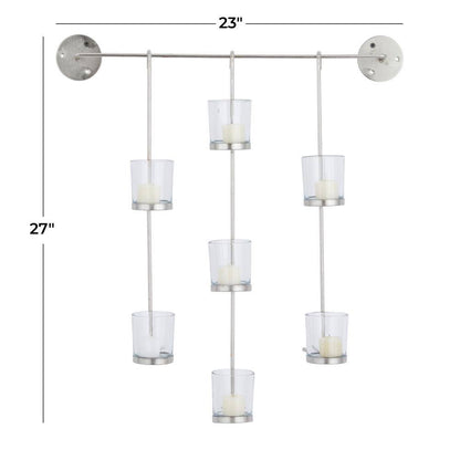 Silver Metal 7 Candle Wall Sconce