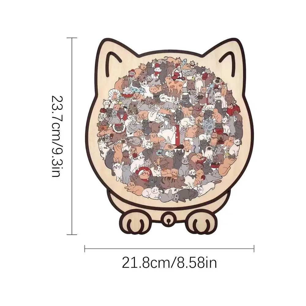 Wooden Cat Puzzle Cat-Shaped Wooden Jigsaw Puzzle Irregular Puzzle Pieces Game Birthday Xmas Gifts for Cat Lovers Home Decor