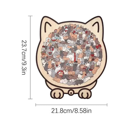 Wooden Cat Puzzle Cat-Shaped Wooden Jigsaw Puzzle Irregular Puzzle Pieces Game Birthday Xmas Gifts for Cat Lovers Home Decor