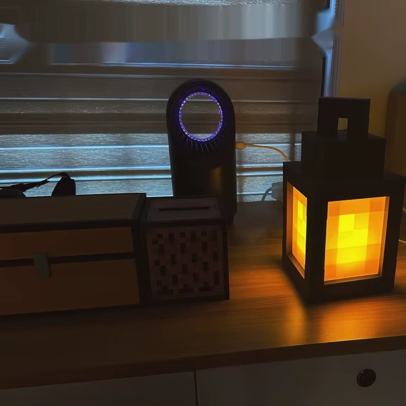 Luminous Lantern Nightlight Rechargeable Game Pixel Light Surrounding Children'S Bedroom Atmosphere Light Home Decor Ornament