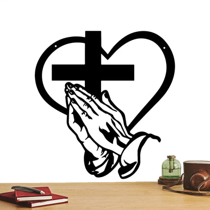 Wall Sculpture Decor Spiritual Inspiring Ornament Metal Christian Heart Wall Art