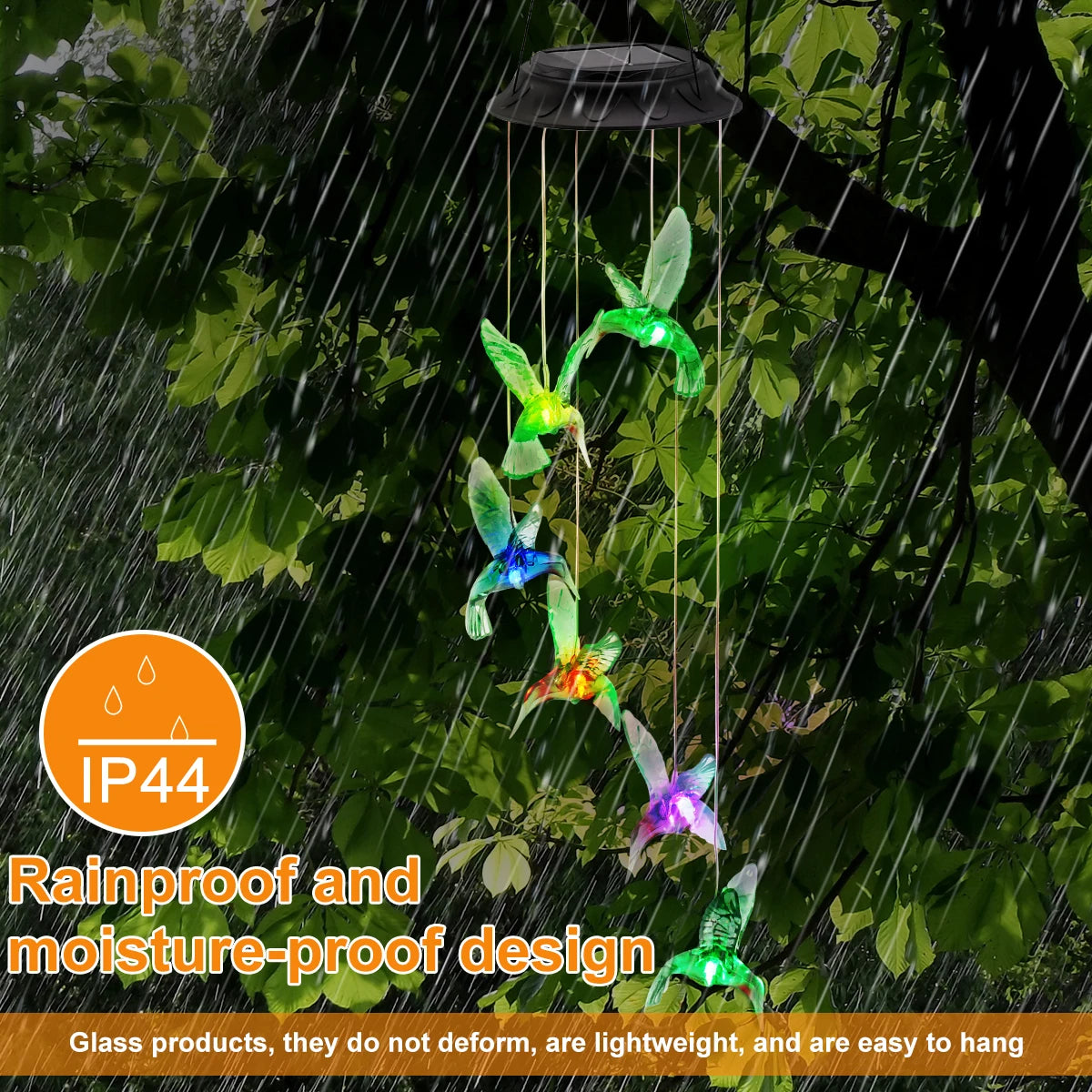 LED Solar Wind Chime Light Garden Butterfly