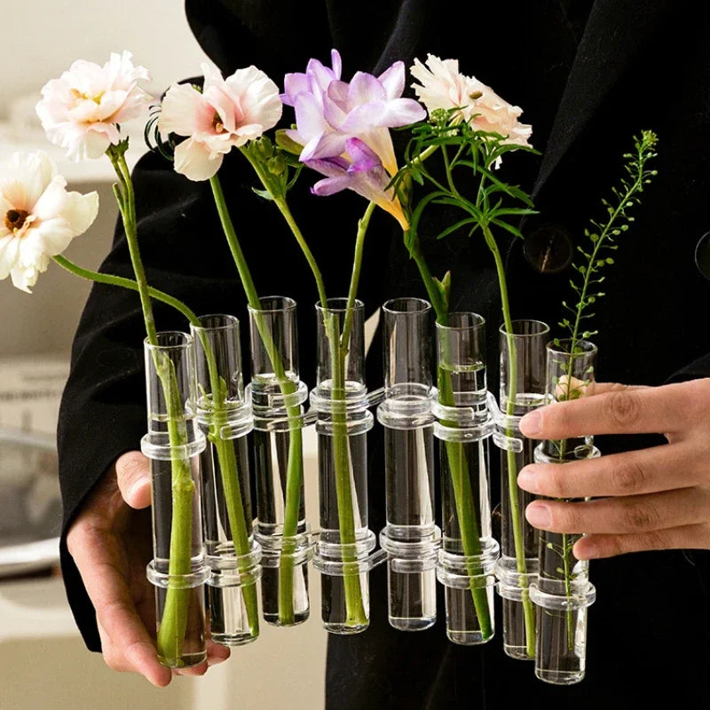 Hinged Vase Aquatic Plant Vase Hinged Flower Vase Clear Glass Test Tube Hanging Flower Holder for Home Decor