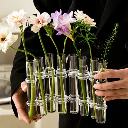 Hinged Vase Aquatic Plant Vase Hinged Flower Vase Clear Glass Test Tube Hanging Flower Holder for Home Decor