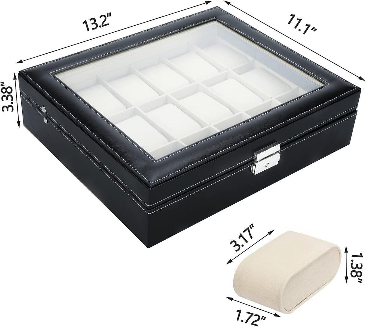 18 Slots Watch Boxes,Watch Display Case for Men Women