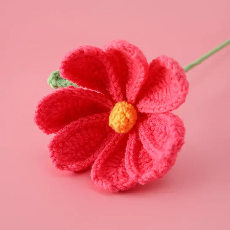 Finished Knitted Flower Creative Crochet Galsang Flowers Bouquet Cute Woven Flower Friends Mothers Day Gift Home Decor