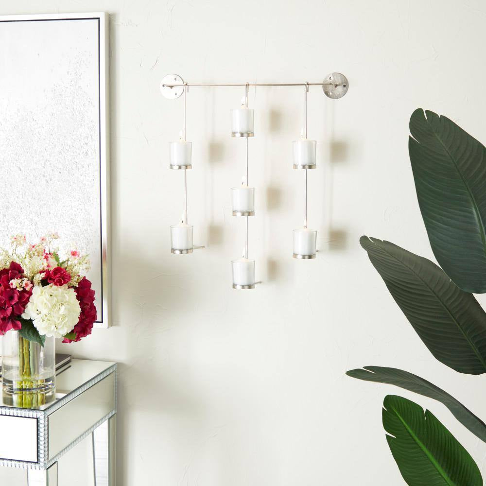 Silver Metal 7 Candle Wall Sconce