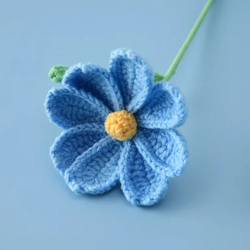 Finished Knitted Flower Creative Crochet Galsang Flowers Bouquet Cute Woven Flower Friends Mothers Day Gift Home Decor