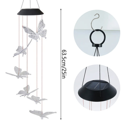 LED Solar Wind Chime Light Garden Butterfly