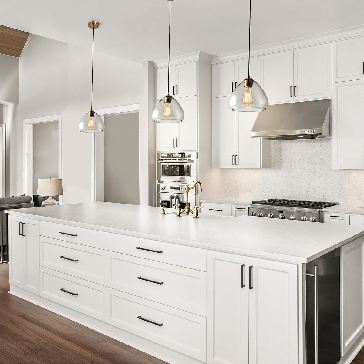 Gold Pendant Light Fixtures, 9.8" Modern Pendant Lights Kitchen Island with Smoke Gray Glass Gold Hanging Pendant Lighting for Dining Room Hallway Entryway Bedroom
