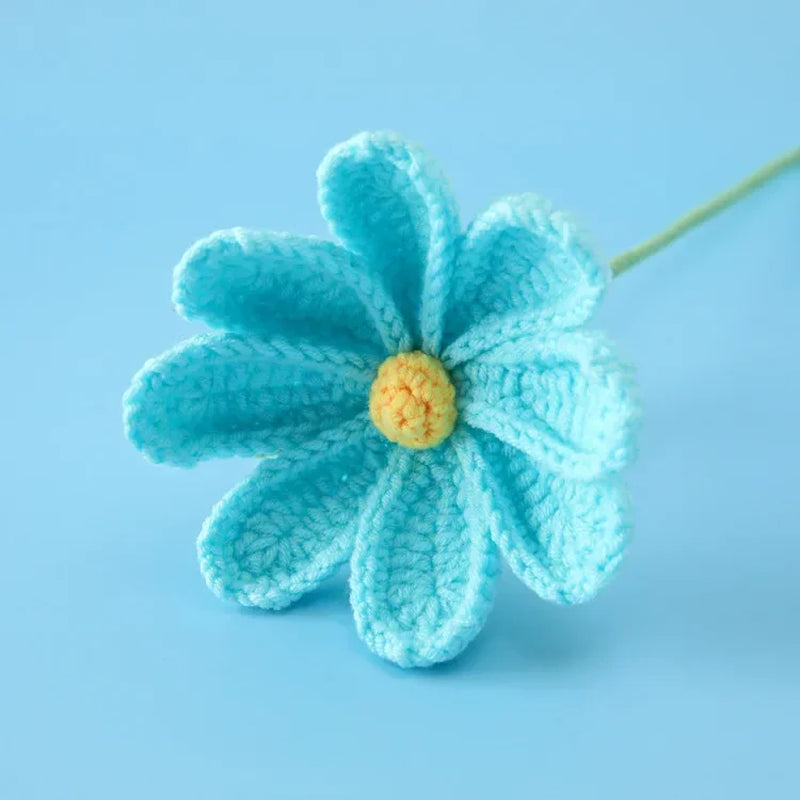 Finished Knitted Flower Creative Crochet Galsang Flowers Bouquet Cute Woven Flower Friends Mothers Day Gift Home Decor