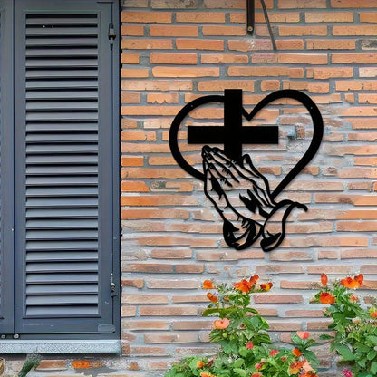 Wall Sculpture Decor Spiritual Inspiring Ornament Metal Christian Heart Wall Art