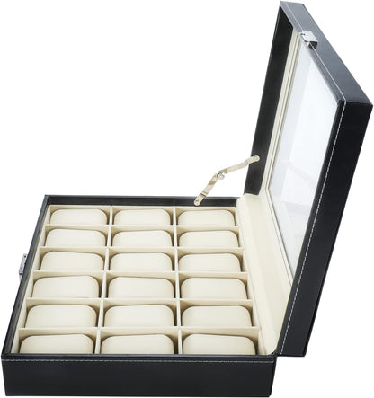 18 Slots Watch Boxes,Watch Display Case for Men Women