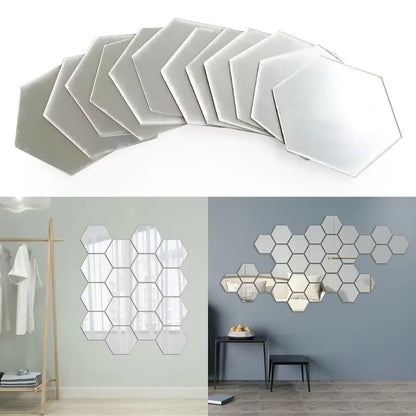 12Pcs Hexagonal Acrylic Mirror Wall Sticker