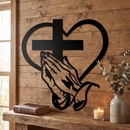 Wall Sculpture Decor Spiritual Metal Christian Heart Wall Art