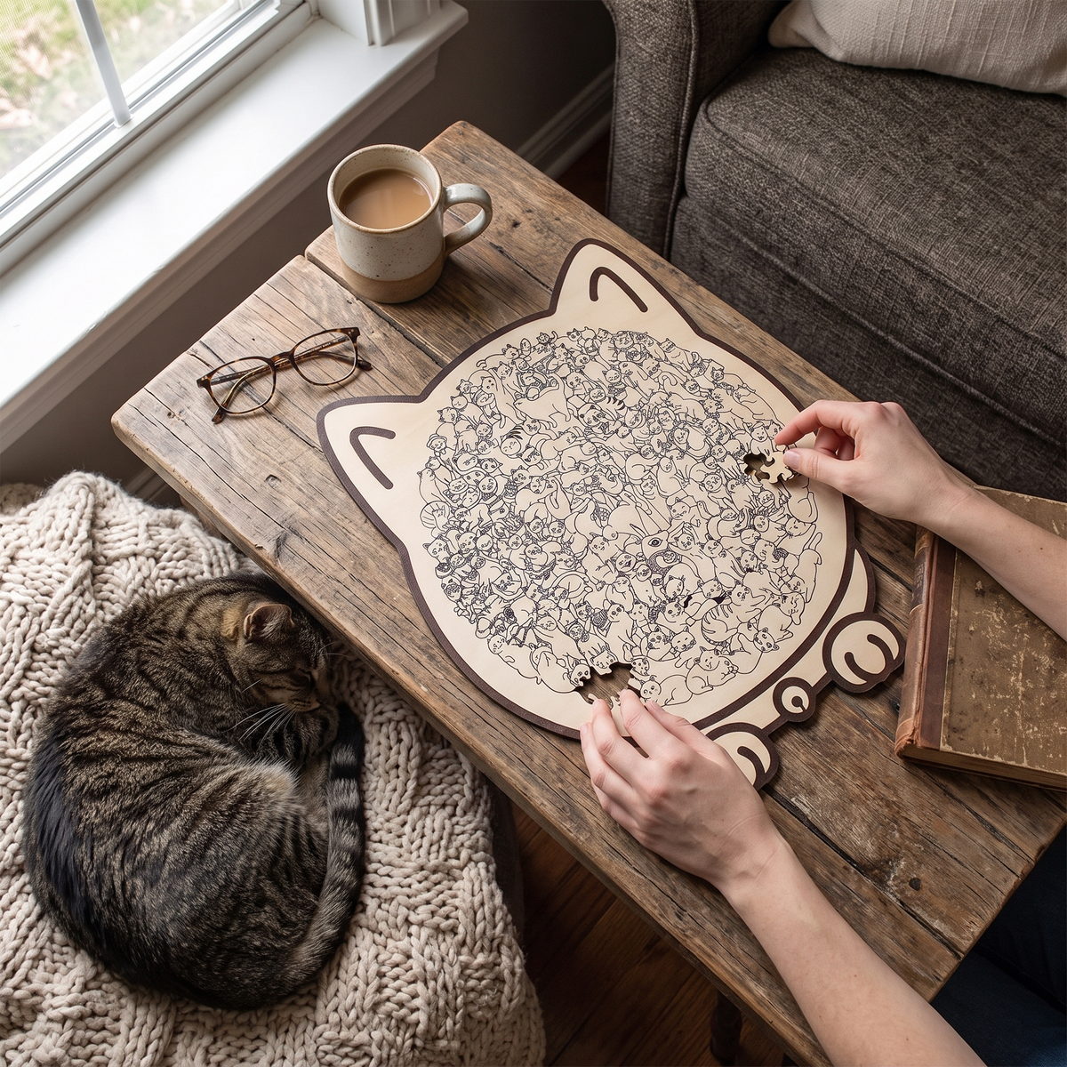 Wooden Cat Puzzle Jigsaw