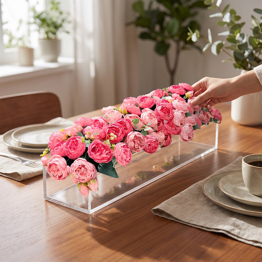 Rectangular Acrylic Flower Arrangement Vase
