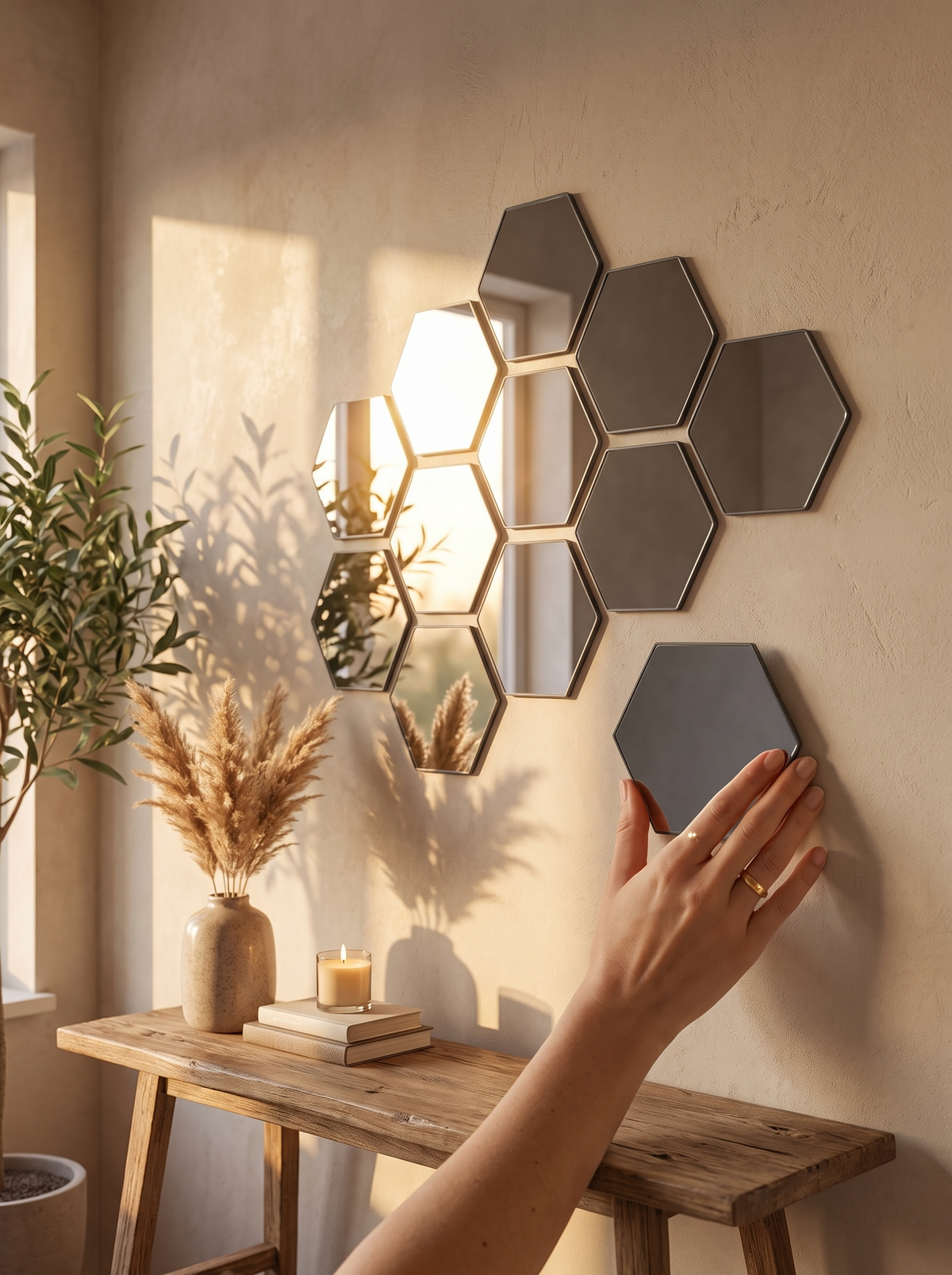 Hexagonal Acrylic Mirror Wall Stickers 2