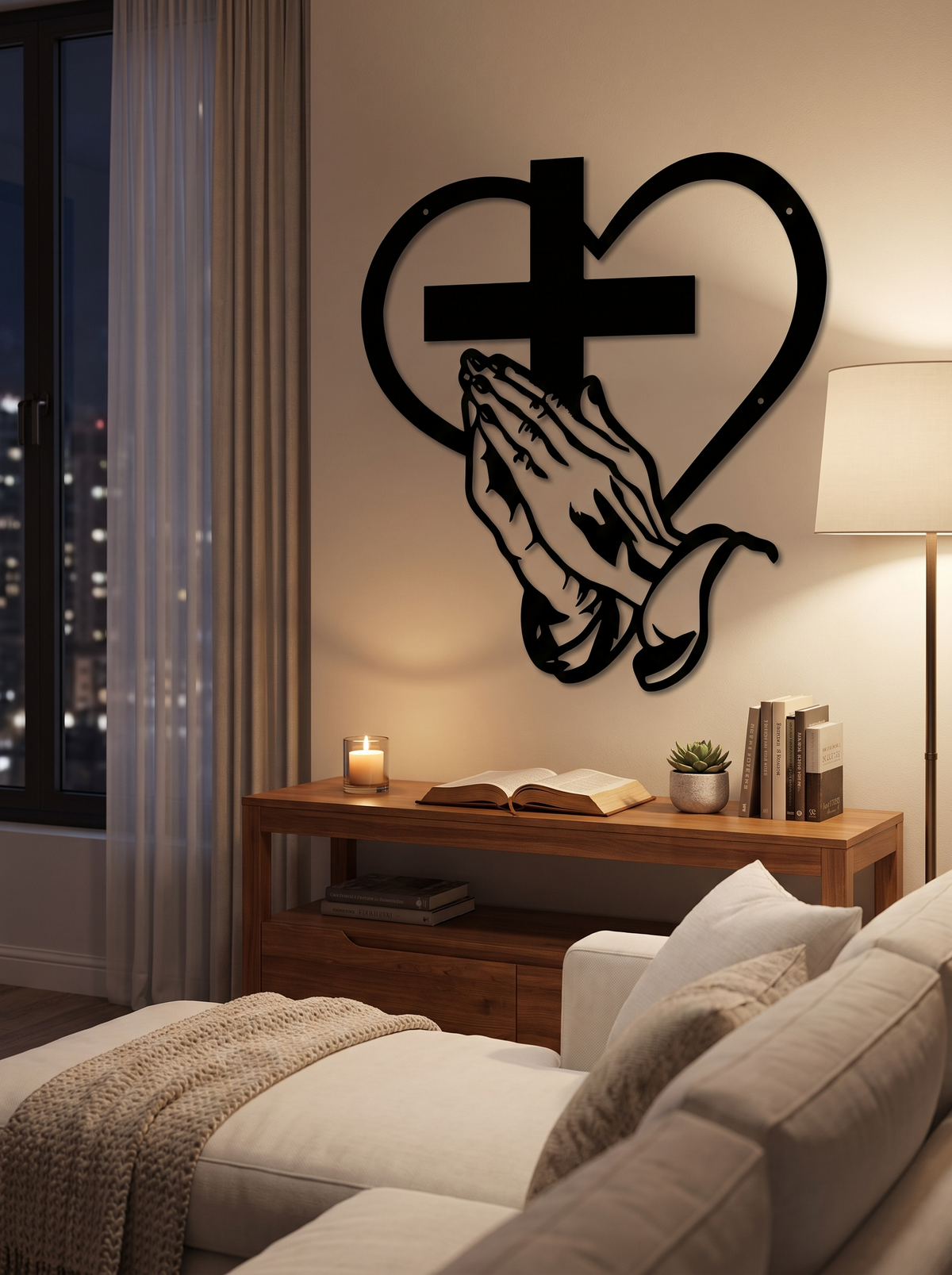 Praying Hands Metal Heart Wall Art 3