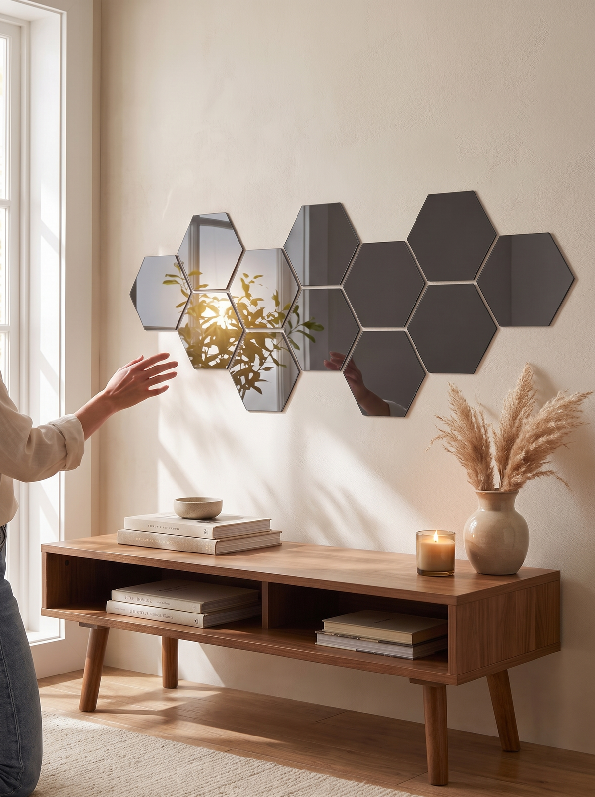 Hexagonal Acrylic Mirror Wall Stickers 1