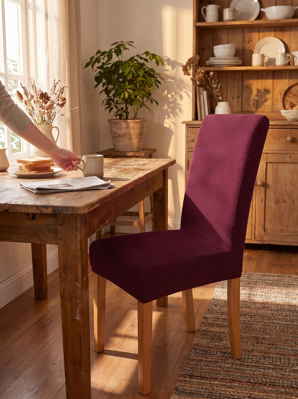 Jacquard Stretch Dining Chair Cover 1