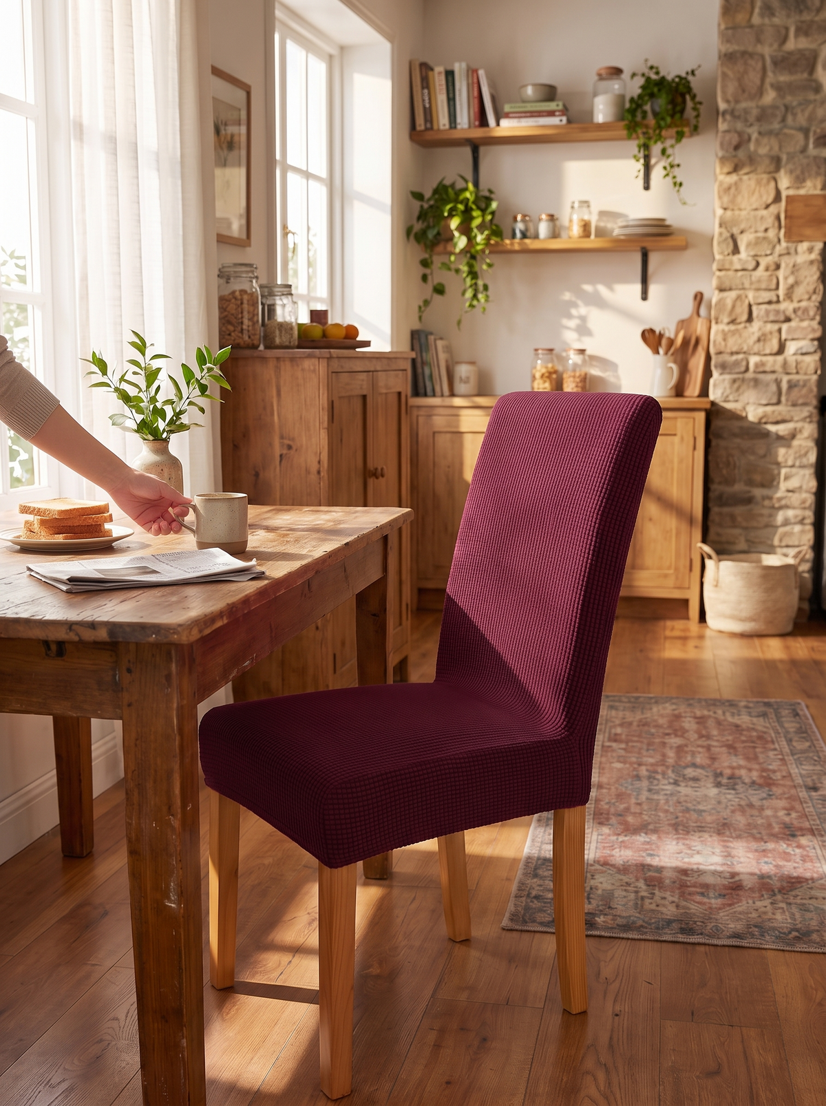 Jacquard Stretch Dining Chair Cover 3