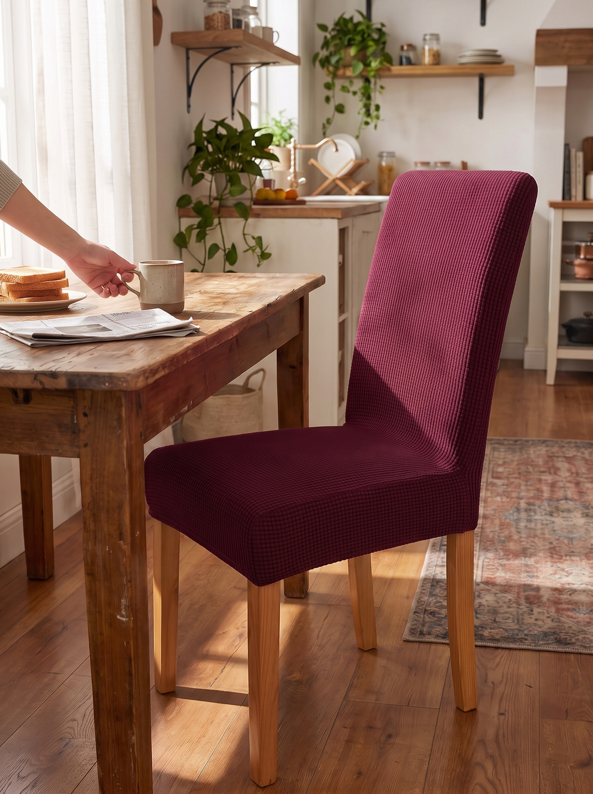 Jacquard Stretch Dining Chair Cover 2